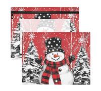 Carpeta para lápices, bolsa de almacenamiento resistente para cartas de papel A4, paquete de 2 unidades, estudiantes, estudiantes, suministros para profesores, rojo y negro, búfalo, muñeco de nieve