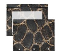 Carpeta para lápices con cremalleras suaves, carpeta de archivos de plástico para cartas de papel A4, paquete de 2 unidades, clase de estudiantes, animales, piel de búfalo, textura de piel, color