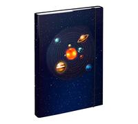 Carpeta para mochilas escolares A4 - Carpeta para niños con goma elástica y solapas internas, carpeta con goma elástica para niños (planetas)