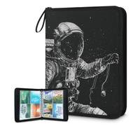 Carpeta para tarjetas de intercambio de 4 bolsillos del universo astronauta con fundas extraíbles, impermeable, con cremallera, capacidad para 50 páginas y 400 tarjetas