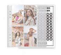 Carpeta para tarjetas fotográficas A5, 25 fundas para tarjetas coleccionables y 1 pegatina numerada, fundas transparentes para fotos, tarjetas, álbumes de recortes (19,5 x 15,6 cm, antirreflectante