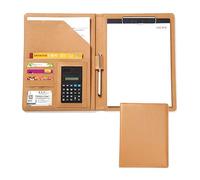 Carpeta Portadocumentos A4 Cuero Carpeta De Conferencia Con Bolsillo Porta Documentos Con Soporte Tarjeta Bloc De Notas(Gold)