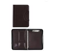 Carpeta portadocumentos de piel Carpeta de archivos portátil multifuncional A4 cuero con cremallera, soporte for documentos oficina, tarjetero, bolso(Brown single shell)