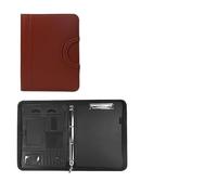 Carpeta portadocumentos de piel Carpeta multifuncional de cuero for conferencias A4 - Organizador archivos for contratos papelería empresarial con cremallera y tarjetero(Brown)