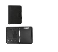 Carpeta portadocumentos de piel Carpeta multifuncional de cuero for conferencias A4 - Organizador archivos for contratos papelería empresarial con cremallera y tarjetero(Black)