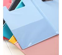 Carpeta portapapeles A4 con tapa, tablero de escritura, clip de metal, organizador de documentos, soporte para bolígrafos, bolsillo de almacenamiento para suministros escolares de oficina (azul claro)