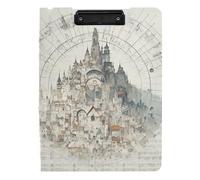 Carpeta portapapeles con almacenamiento, estilo vintage de castillo, partituras de partituras de estilo scoresurreal, tamaño A4, portapapeles dobles, soporte para bolígrafos, tablero escolar con tapa
