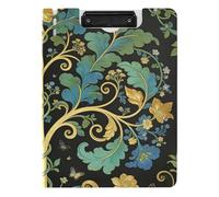 Carpeta portapapeles con almacenamiento William Morris Green Life Tree A4, portapapeles con dos clips de metal, soporte para bolígrafos, tablero escolar con tapa dura