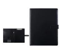 Carpeta portapapeles de piel sintética tamaño A4, elegante organizador de conferencias, portafolio profesional para reuniones de negocios y presentaciones, carpeta de archivos (negro)