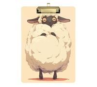 Carpeta portapapeles tamaño A4 de 31,7 x 22,8 cm de plástico con clip de perfil bajo para trabajadores sociales, coaching, comercio, búsqueda, caricatura, oveja, beige