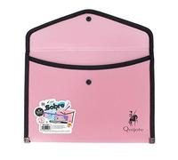 CARPETA SOBRE PLÁSTICO CON CIERRE BOTÓN QUIJOTE PAPER WORLD - Portadocumentos, colores pastel. Para uso escolar o de oficina - A3 Rosa