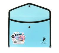 CARPETA SOBRE PLÁSTICO CON CIERRE BOTÓN QUIJOTE PAPER WORLD - Portadocumentos, colores pastel. Para uso escolar o de oficina - A3 Azul