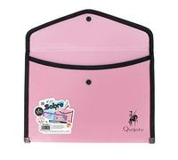 CARPETA SOBRE PLÁSTICO CON CIERRE BOTÓN QUIJOTE PAPER WORLD - Portadocumentos, colores pastel. Para uso escolar o de oficina - A4 Rosa