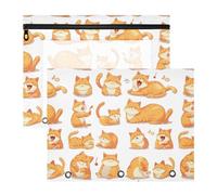 Carpeta transparente para bolígrafos para carpetas de 3 anillos, paquete de 2 unidades, para estudiantes, oficina, un conjunto de lindo gato gordo naranja