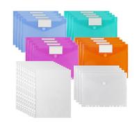 Carpeta transparente para documentos A4 (20 unidades, 300 papeles, 5 colores, incluye 10 bolsas transparentes)
