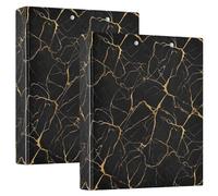 Carpetas artísticas clásicas personalizadas de mármol negro de 3 anillos de 1.5 pulgadas con capacidad para 200 hojas, carpetas de cuaderno con impresión de anillos redondos, 12.4 x 10.6 x 2.36