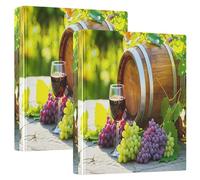 Carpetas clásicas de 3 anillos con diseño de barril de vino de 1.5 pulgadas con capacidad para 200 hojas, carpetas decorativas, carpeta de presentación de anillos redondos, 12.4 x 10.6 x 2.36 pulgadas