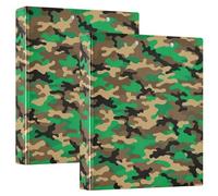 Carpetas clásicas personalizadas de camuflaje verde de 1.5 pulgadas, 3 anillos con capacidad para 200 hojas, carpeta de recetas de anillos redondos, 12.4 x 10.6 x 2.36 pulgadas, 1 paquete