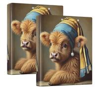 Carpetas clásicas personalizadas de perlas de vaca de 1.5 pulgadas, 3 anillos con capacidad para 200 hojas, carpeta de presentación de anillos redondos, 12.4 x 10.6 x 2.36 pulgadas, 1 paquete