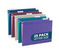 Carpetas colgantes para archivos, tamaño carta, colores surtidos de tono de joyería, 25 carpetas