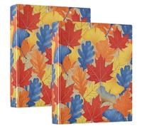 Carpetas coloridas personalizadas con tres anillos de hojas de otoño de 1.5 pulgadas con capacidad para 200 hojas, carpeta de recetas de anillos redondos, 12.4 x 10.6 x 2.36 pulgadas, 1 paquete