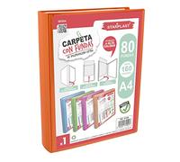 CARPETAS CON FUNDAS STARPLAST - Archivadores, portada personalizable, fundas transparentes, lomo fijo sin espiral, tamaño A4, 4 colores - 80 FUNDAS NARANJA