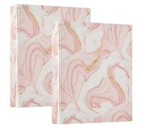Carpetas de 3 anillos de 3 anillos con diseño de mármol rosa y blanco y dorado, de 1.5 pulgadas, con capacidad para 200 hojas, carpeta de tres anillos decorativa para escuela, oficina, hogar, paquete