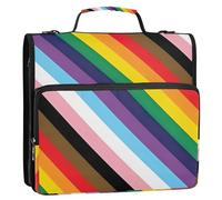 Carpetas de 3 anillos en D de 1 1/2 pulgadas, bandera LGBTQ, colores arcoíris, organizador con cremallera, bolsa con correa para la escuela, caricaturas, cartera y soporte para carpetas de anillos