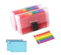 Carpetas de Acordeón A6 Carpeta Archivadora Extensible Portátil Documentos Organizador con 13 Compartimientos et Etiquetas( 2 Piezas) y Transparente azul A5 Bolsa de Archivo( 2 Piezas)
