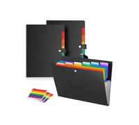 Carpetas de acordeón expandibles plástico A4, clasificadores documentos, 7 bolsillos con cierres a presión, adecuadas for el hogar y la oficina, 2 uds