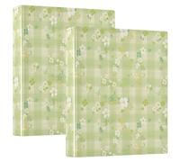 Carpetas de anillos en D a cuadros verdes con bolsillos, 1 paquete de carpetas estéticas de 1.5 pulgadas, suministros de enfermería para tamaño carta (11 x 8.5 pulgadas)