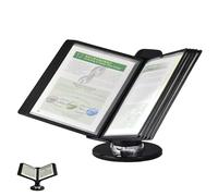 carpetas de archivos, Estante de exhibición catálogo negro PVC y metal, 10 bolsillos doble cara, tamaño carta, soporte referencia duradero for ahorrar espacio, fácil instalar