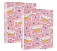 Carpetas de cuaderno de tres anillos de una pulgada y media con sobre rosa romántico con tapa de bolsillo, paquete de 1/2 para tamaño carta (11 x 8.5 pulgadas), tapa dura, paquete de 2