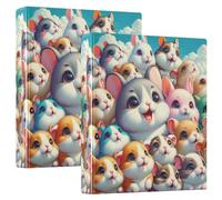 Carpetas de dibujos animados de animales de hámster de 1 1/2 pulgadas, 3 anillos con capacidad para 200 hojas, carpetas de recetas con anillos redondos florales, 12.4 x 10.6 x 2.36 pulgadas, 1 paquete