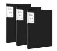 Carpetas de Fundas A4, Plástico Libro de Presentación con 40 Hojas Carpeta de Presentación Display Book para Escuela Oficina Colegios 3 Unidades Negro