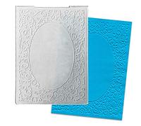 Carpetas de grabación en relieve con marco ovalado de hojas circulares de plástico para hacer tarjetas, carpetas de plantillas de álbumes de recortes, carpetas de papel artesanal, decoración de