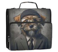 Carpetas de negocios de 1 1/2 pulgadas con 3 anillos para cachorros, divertido perro terrier, organizador de almacenamiento con asa, bolsa con correa para la escuela