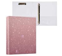 Carpetas de oro rosa con purpurina de 1.5 pulgadas, 3 anillos, carpetas versátiles con capacidad para 200 hojas, carpetas de tres anillos decorativas para suministros escolares, 1 paquete