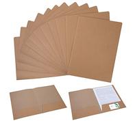 Carpetas de Papel Kraft con Solapa A4 para Llevar Documentos, Presentaciones, Contratos o Informes, Color Marrón Subcarpetas Simples (12 Unidades)