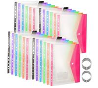 Carpetas de plástico A4, 12 bolsillos perforados, carpetas de plástico para documentos, carpetas con bolsillo para el hogar, la oficina y la escuela