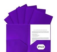 Carpetas de plástico con bolsillos, paquete de 6 carteras de documentos tamaño carta para oficina, escuela, organizadores de archivos de ABS con ranuras para tarjetas, negro, azul, morado, rojo, verde
