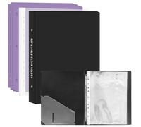 Carpetas de presentación de 3 anillas, carpetas de presentación A4 con 50 bolsillos perforados A4 y 8 páginas divisoras de polipropileno coloridas, carpeta de exhibición con fundas de plástico para el