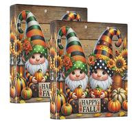 Carpetas de tres anillos florales de gnomos de otoño de 1.5 pulgadas con capacidad para 200 hojas, bonitas carpetas para cuadernos, carpeta de recetas de anillos redondos, 12.4 x 10.6 x 2.36 pulgadas