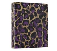 Carpetas decorativas de 3 anillos de 3 anillos con diseño de leopardo y oro morado y dorado con capacidad para 200 hojas, carpetas básicas duraderas para escuela, oficina, hogar, 1 paquete