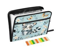 Carpetas expansibles de 13 bolsillos con etiquetas tamaño carta A4, organizador de documentos portátil con cremallera, escuela, hogar, oficina, aula, lindo lémur, turquesa