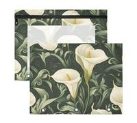 Carpetas multiusos para carpetas de papel A4, 2 unidades, para estudiantes, suministros de arte, almacenamiento, retro, vintage, flores de lirio de cala