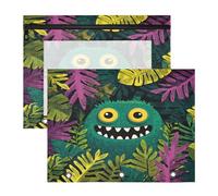 Carpetas multiusos para lápices, carpetas de bolsillo para cartas de papel A4, paquete de 2 unidades, para estudiantes de regreso a clases, divertidos monstruos de la selva