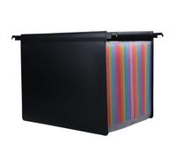 Carpetas para archivos colgantes, 25 bolsillos, gran capacidad, tamaño A4, organizador de archivos para colgar, organizador de carpetas extensible de 27, 5 pulgadas con pestañas, con gancho