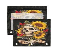 Carpetas para carpetas con ventana transparente, carpeta de 3 agujeros, flama verde fluorescente, calavera, gran capacidad, carpeta de 3 anillos para suministros escolares de oficina, 2 unidades