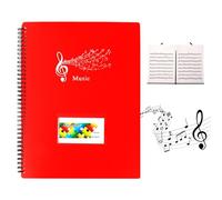Carpetas para Partituras, Carpeta de Archivos de Música, Tamaño A4 Documento de Nota Musical, Carpeta de Almacenamiento 30 Páginas/60 Bolsillos para Partituras, Dibujos, Documentos (Rojo)